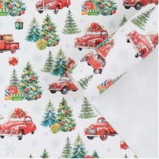 Бумага упаковочная глянцевая "Машинка с подарками", 50*70 см